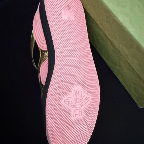 Brand new with box and dustbag Gucci Wmns Basket 'Black Gold Pink size 11 - Picture 7 of 12